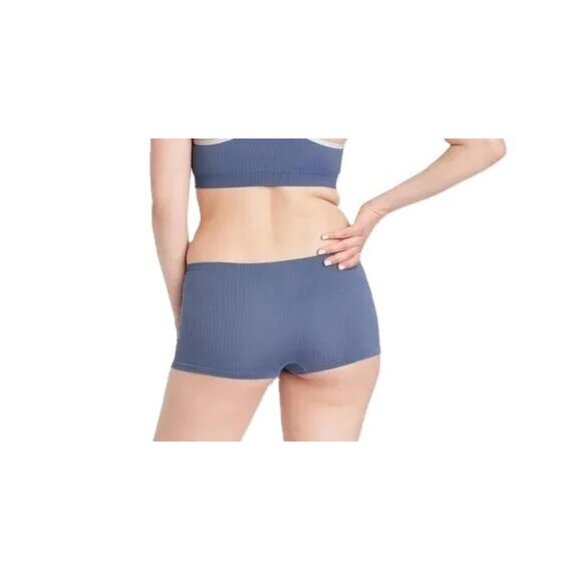 Colsie Steel Blue Soft & Ribbed Texture Boyshort PJ Lounge Shorts -- Women's XL - Picture 4 of 7